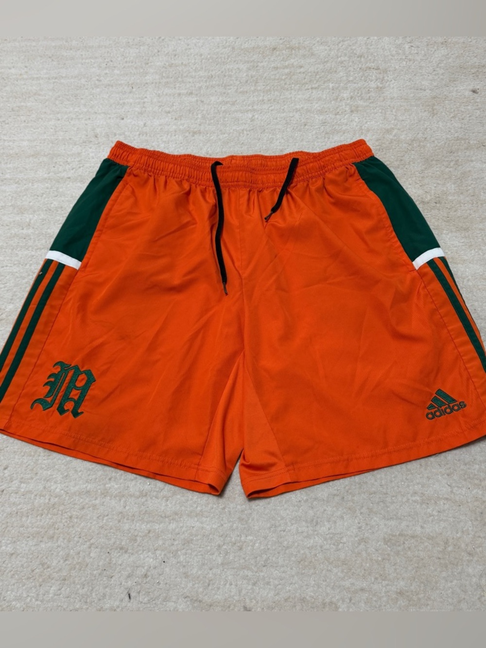 Adidas Miami Hurricanes UM Team Issued Old English Training Shorts Men's 2XL